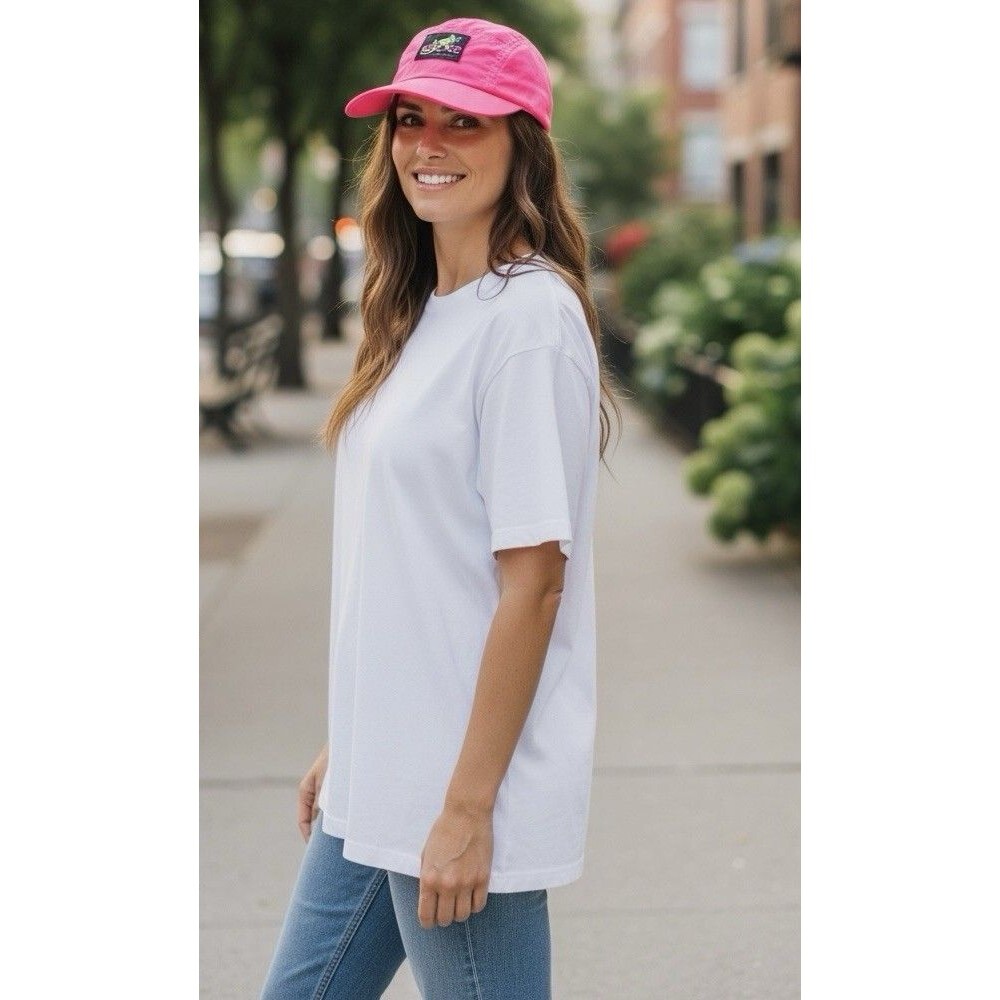 Vintage Gecko Hawaii Hat Cap 80s Womens Pink Neon Ponytail Strap Colorful Bold